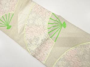 アンティーク　扇に菊・楓模様織り出し袋帯（材料）